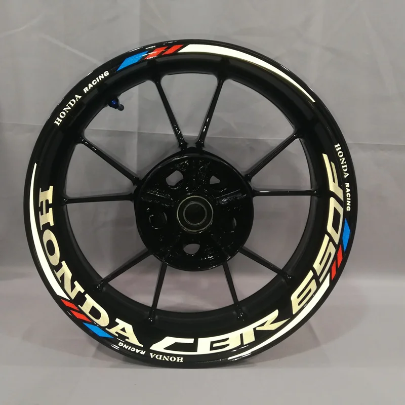 Blue red white Для honda CBR650F мотоциклы колеса наклейки водонепроницаемый Светоотражающие Обода наклейки передние и задние пользовательские внутренний обод - Цвет: Blue red white