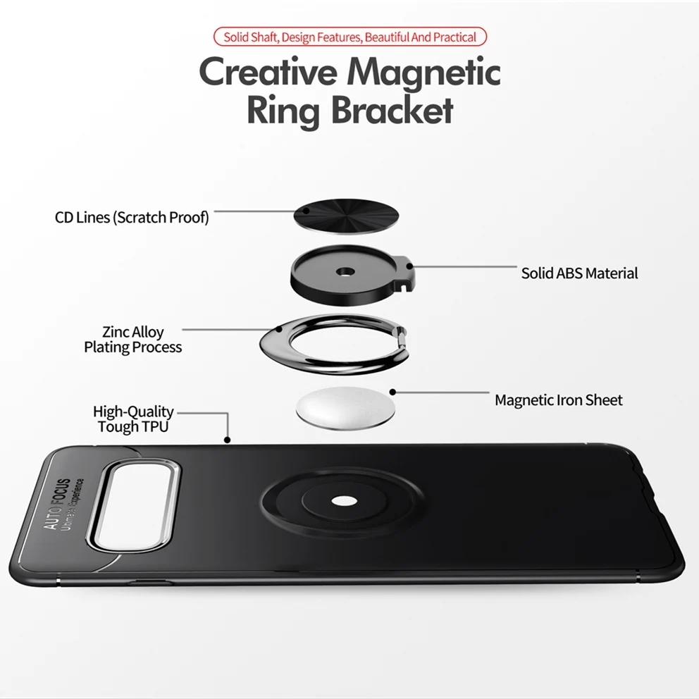 Чехол для Samsung Galaxy S10 5G металлический чехол с кольцом держателем на палец мягкий
