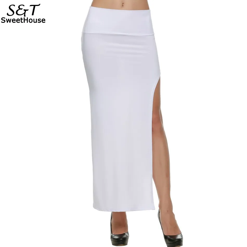 Сексуальная Женская юбка 2018 длинная макси стильная женская Однотонная карандаш