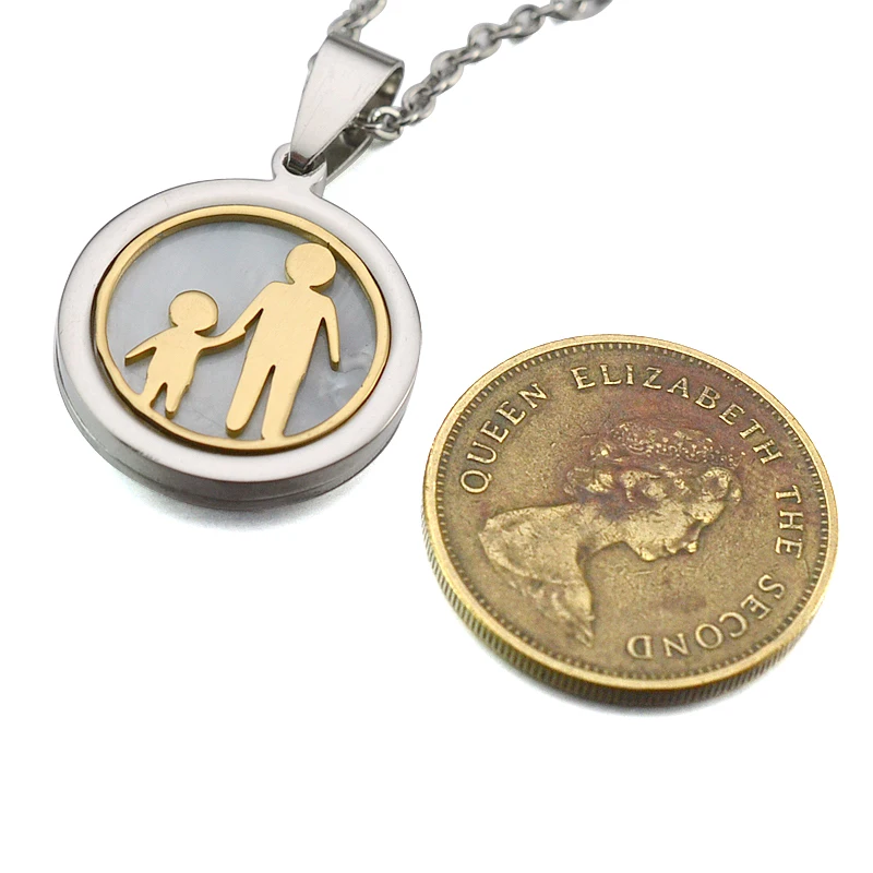 Двухцветное ожерелье из нержавеющей стали для семьи мальчика и девочки папы мамы