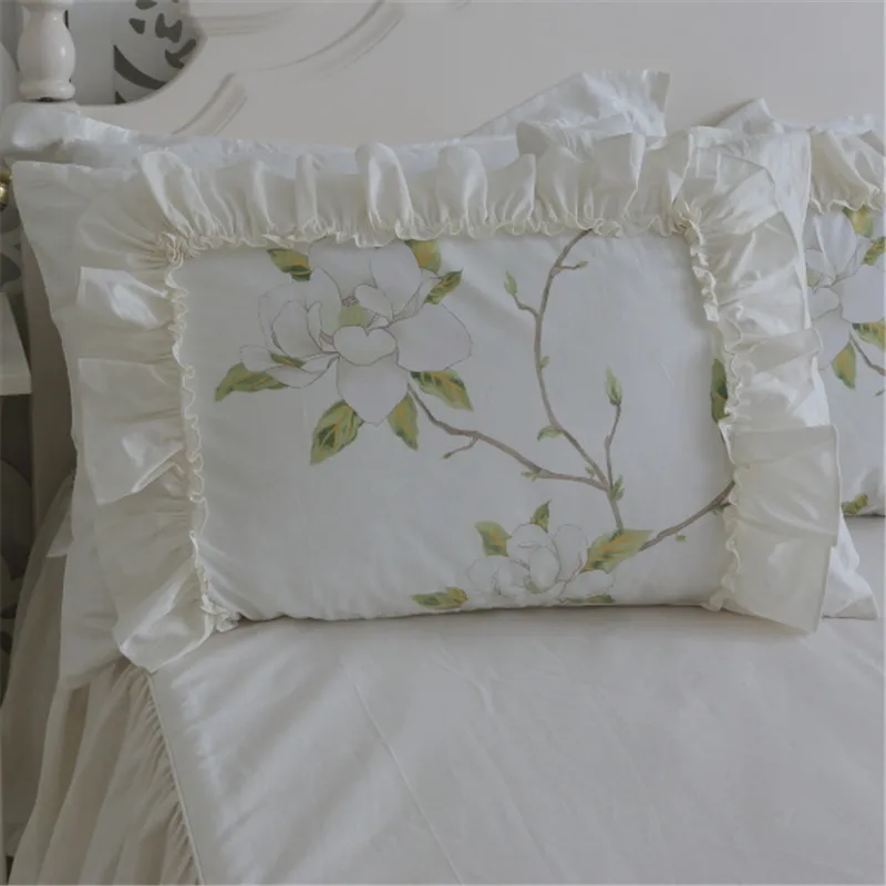 Free shipping princess cake layers ruffles embroidery beige bedding twin full queen king size постельное белье с рюшами YYX |