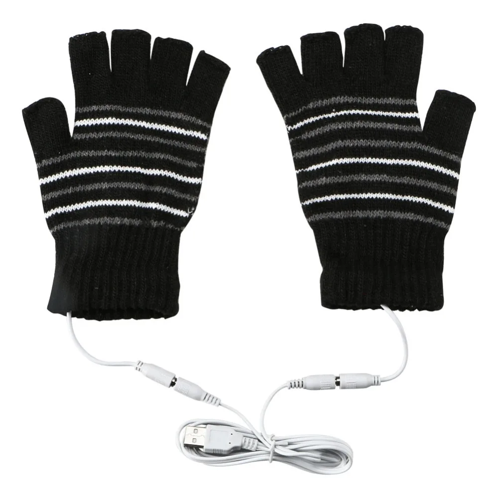 Новые зимние вязаные перчатки с электрическим подогревом для женщин 5 В usb кабель