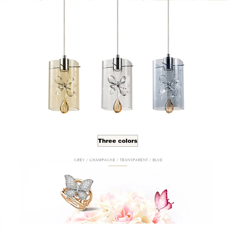 Подвесная лампа светодиодная в скандинавском стиле с кристаллами|pendant lighting glass