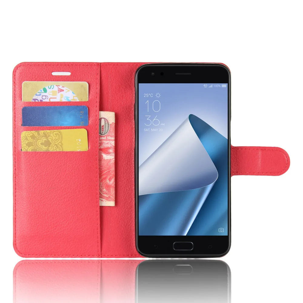 Чехол ZE554KL для ASUS ZenFone 4 ZE554KL, чехол s с бумажником, с рисунком личи, откидной кожаный чехол, черный 554 ASUS554