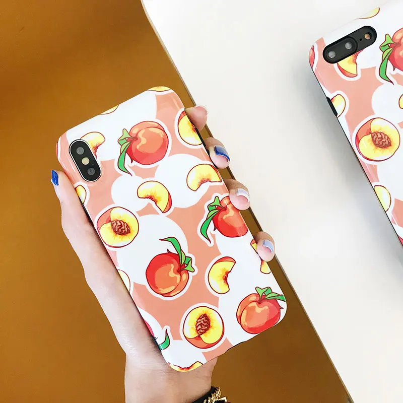 Boucho Cute Cartoon Fruit Peach Phone Case For iphone X 7plus 8plus Cases 6 6s 7 8 plus Soft Silicone Cover capa |