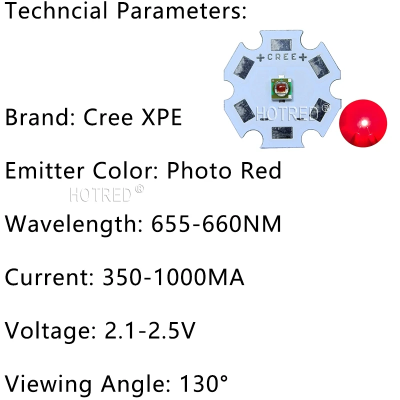 1 шт. 1-3 Вт CREE XP-E XPE фото глубокий красный 660nm светодиодный темно-красный светодиодный излучатель Didoes на 20 мм/16 мм/14 мм/12 мм/8 мм PCB