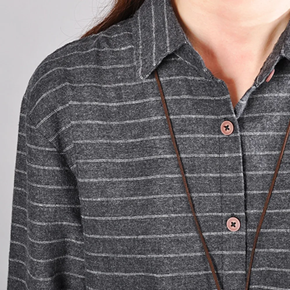 Women Stripe Cotton And Linen Long Sleeves Loose Section Dress 2018 women's summer clothes vestido verano | Женская одежда