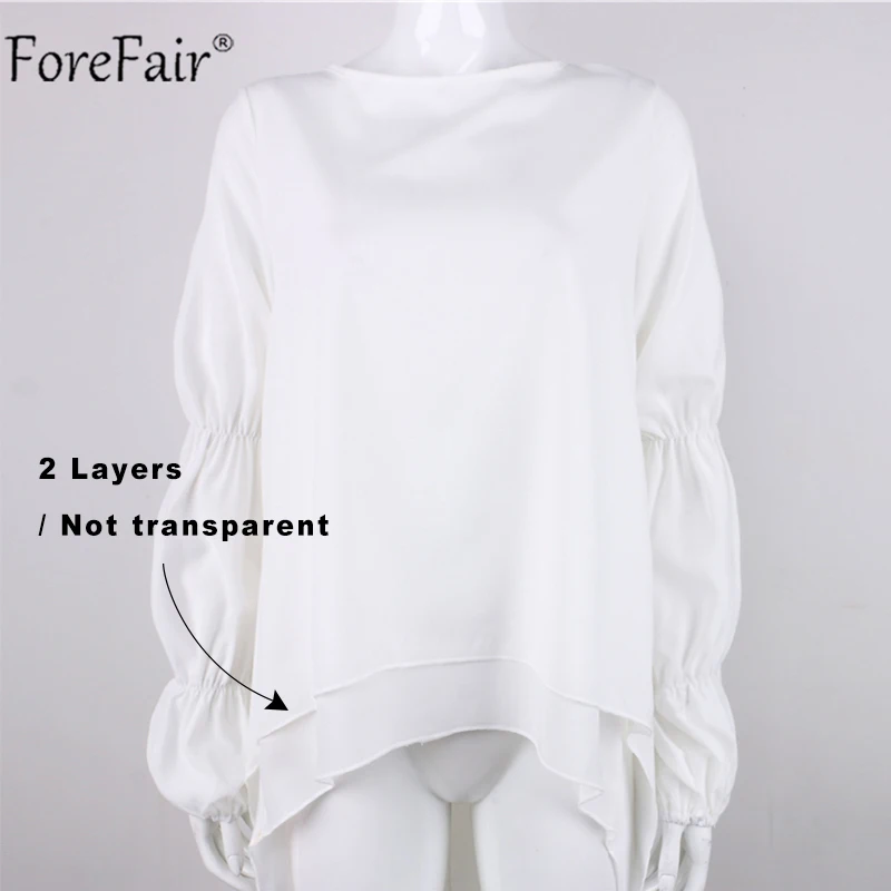 Forefair, свободная женская блузка с длинным рукавом и оборками, осень, шифоновая Повседневная рубашка с рукавом-фонариком размера плюс, женская блузка s