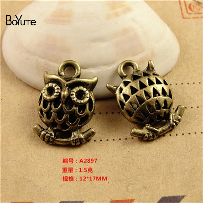

BoYuTe (30 Pieces/Lot) 12*17MM Antique Bronze Plated Zinc Alloy Owl Pendant Charms for Jewelry Making Accessories Diy Handmade