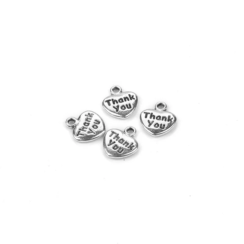 10 шт./лот металлическая античная серебряная гравировка буквы спасибо подвески в