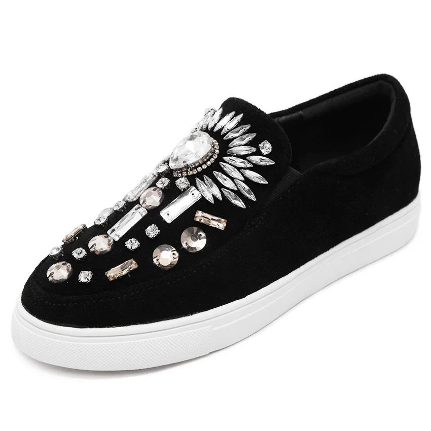 2017big со стразами Женская обувь высокого качества замша женские эспадрильи