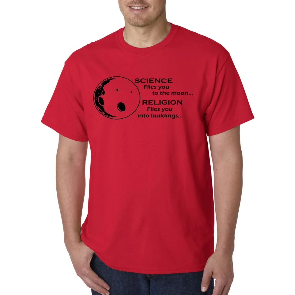 Футболка Science Fly You To The Moon Religion Into Buildings Atheist Agnostic недорогие футболки с принтом на