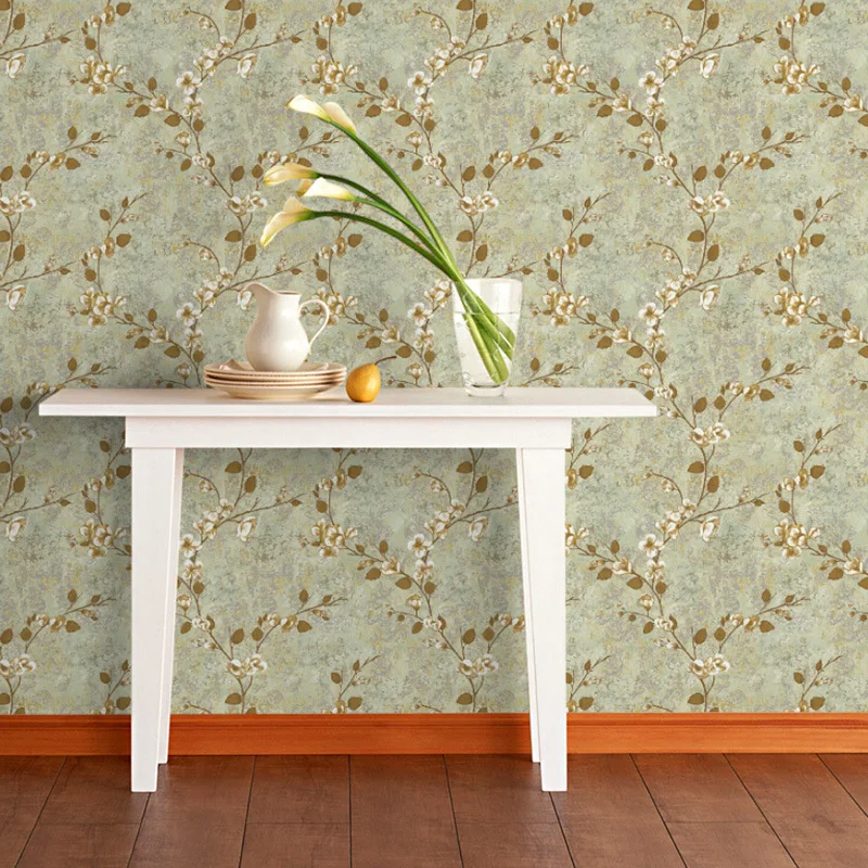 

beibehang American country non-woven wallpaper 3d retro garden flower bedroom living room TV background AB version wallpaper