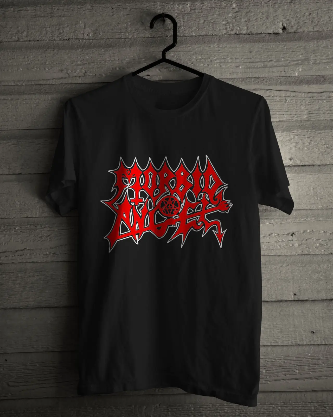 Morbid футболка с изображением ангела красный логотип черный металл Tee размеры S M L XL