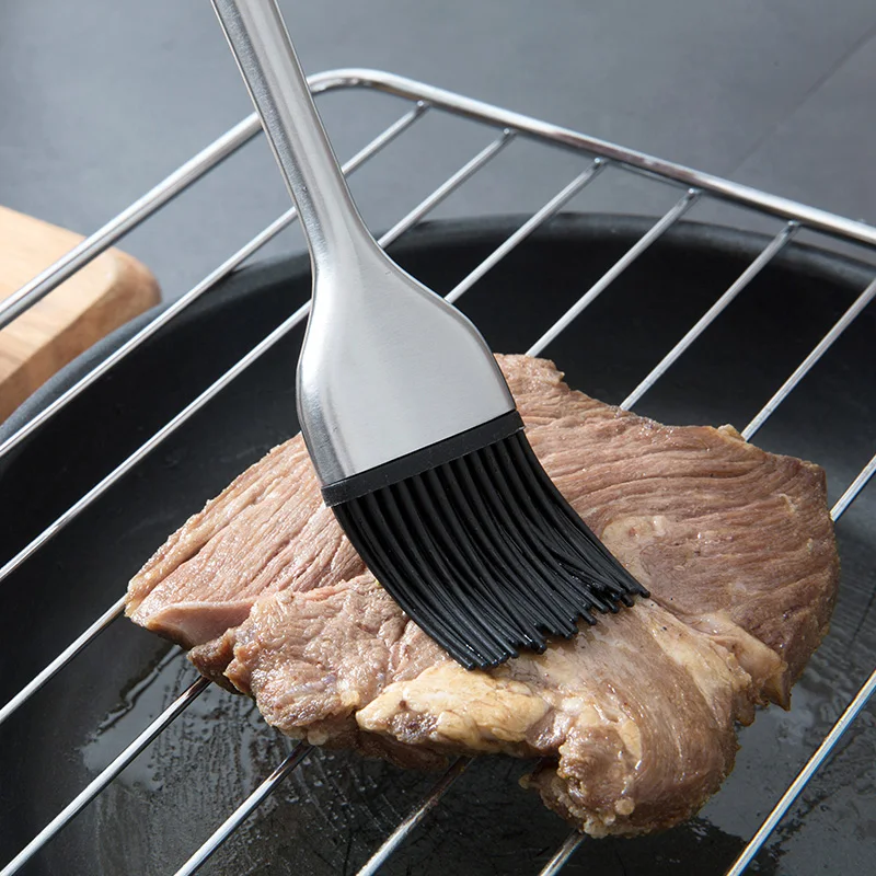 Щетка из нержавеющей стали с длинной ручкой силиконовая кисточка для