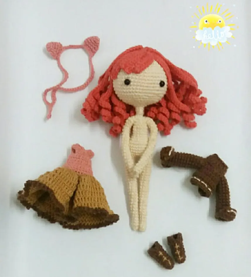 Вязаные игрушки амигуруми погремушка Модная Кукла Девушка номер SQ0013