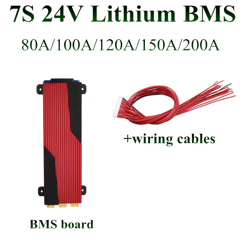 BMS 24V литиевый 7S 25 9 v 80A 100A 120A 150A 200A разрядный аккумулятор 26v bms защита для лодочного