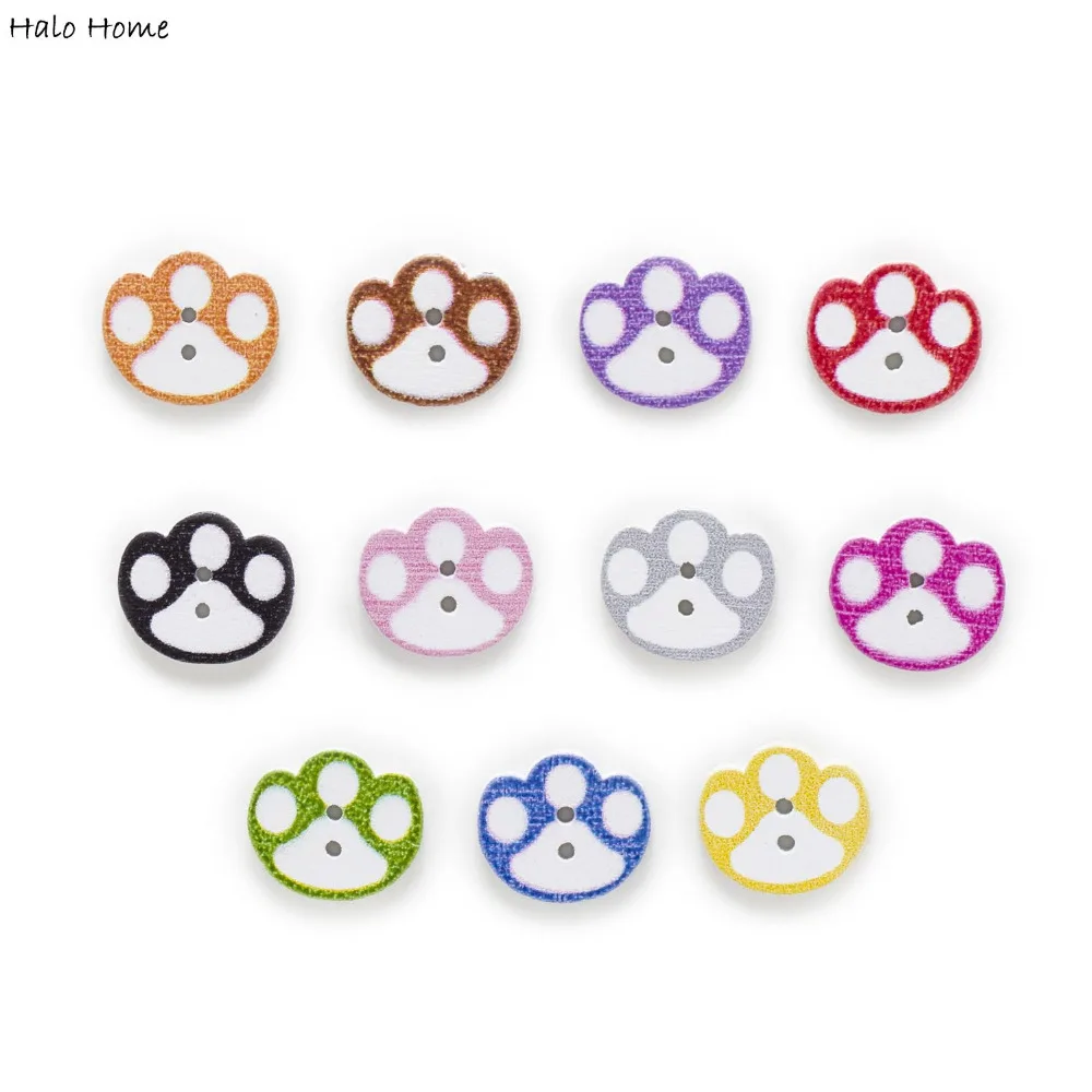 50 шт 2 отверстия милые лапы деревянными пуговицами декор домашняя одежда