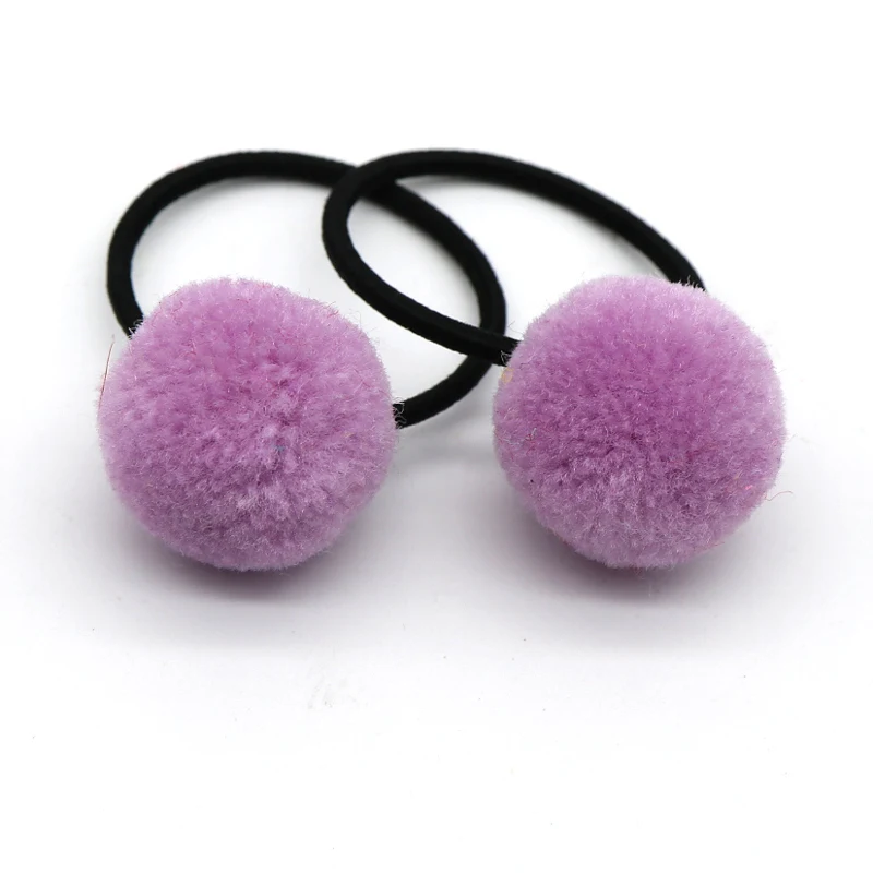 Purple 10 шт./лот милые помпоны эластичные ленты для волос Детские резинки для волос для девочек повязка на голову Галстуки аксессуары резинка для волос - Цвет: Purple