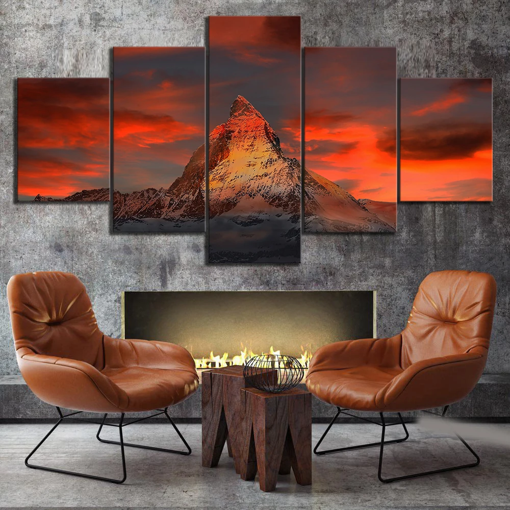 Домашний декор картины на холсте 5 панелей Швейцария Zermatt Matterhorn пейзаж настенные