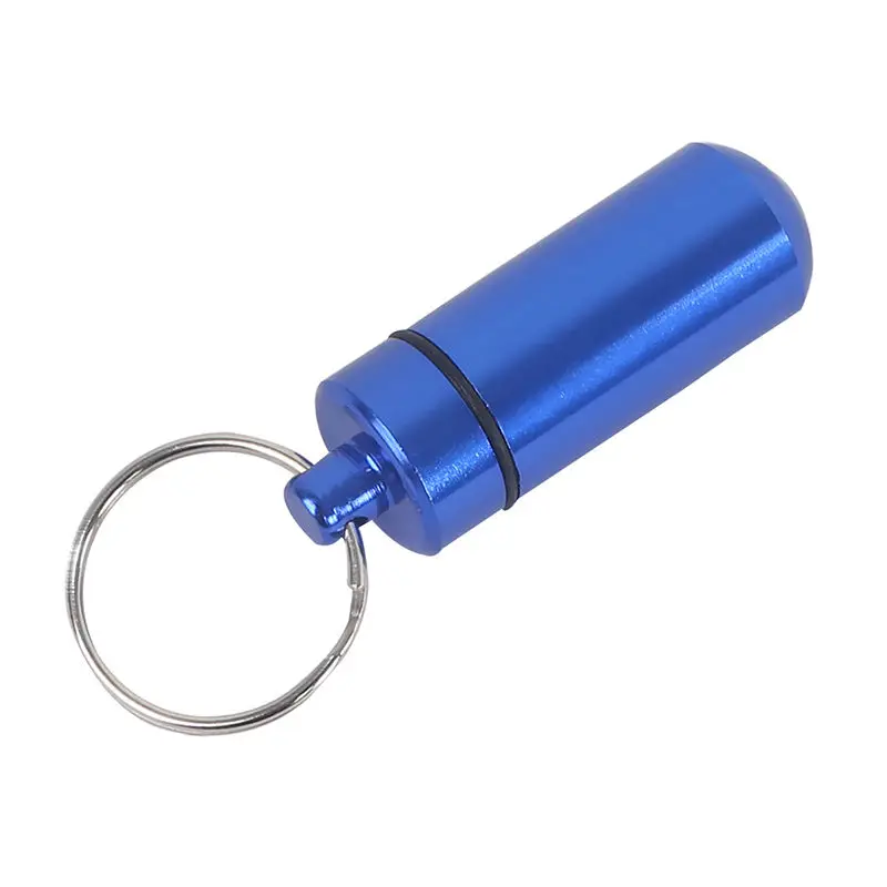Blue LNRRABC Горячая унисекс портативный алюминиевый сплав мини Водонепроницаемый таблетница для хранения лекарств брелок для ключей 6 цветов - Цвет: Blue