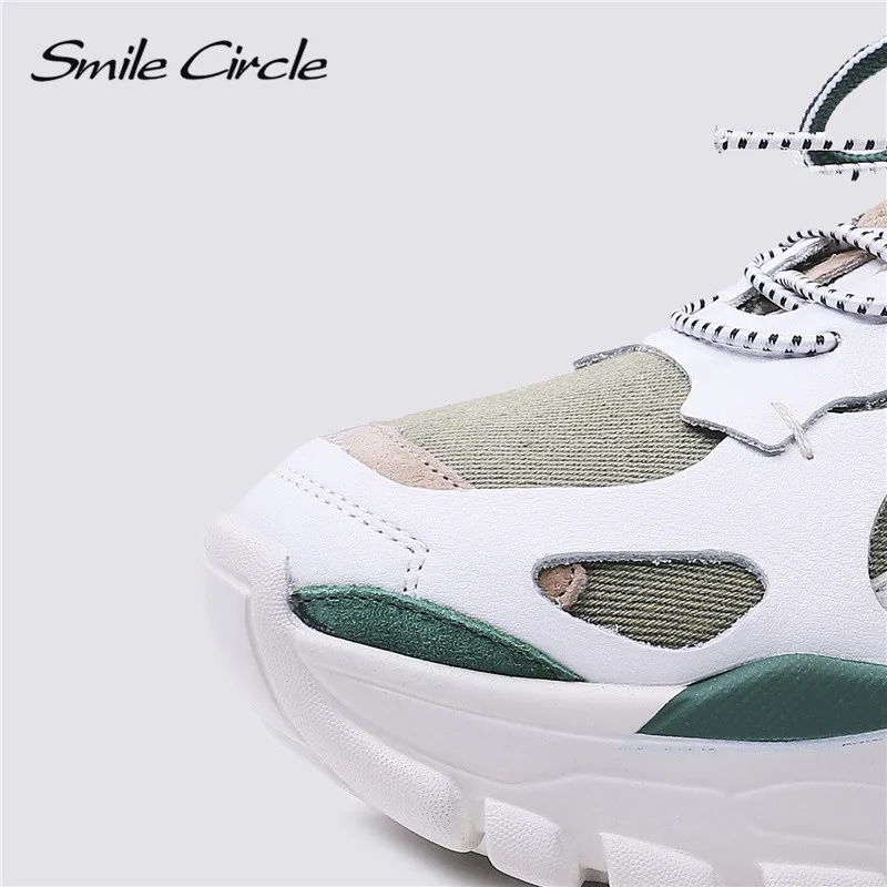 Кроссовки на платформе Smile Circle，6cm кроссовки на платформе женские ботинки весна-осень，Зашнуровать，мода кеды женские цветные