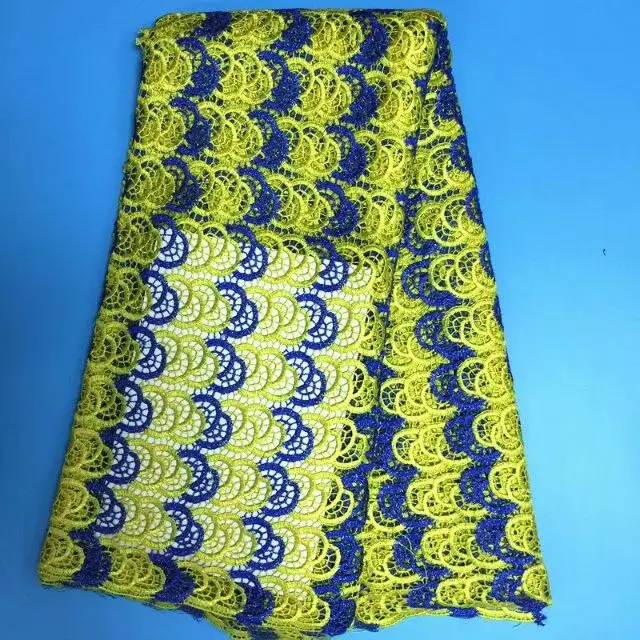 5Y/шт Лидер продаж желтая и Королевская Синяя французская кружевная вышивка