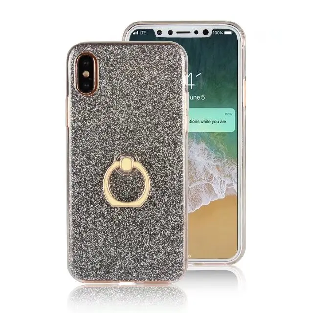 Пудра для лица TPU Блестящий Защитный чехол iPhone 7 8 Plus X XR XS MAX 6 6s 5 5S SE 5C 4 4s с кольцом