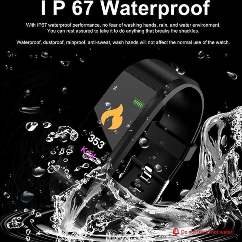 ID115 плюс Bluetooth Смарт-Браслет фитнес-трекер Браслет сердечного ритма шаги