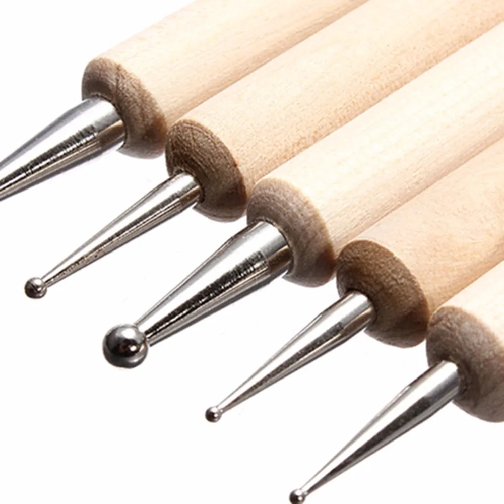 

5pcs 2 Ways Available Wooden Dotting Pen Marbleizing Tool Nail Art Dot Dotting Tools Nail Art Supplies