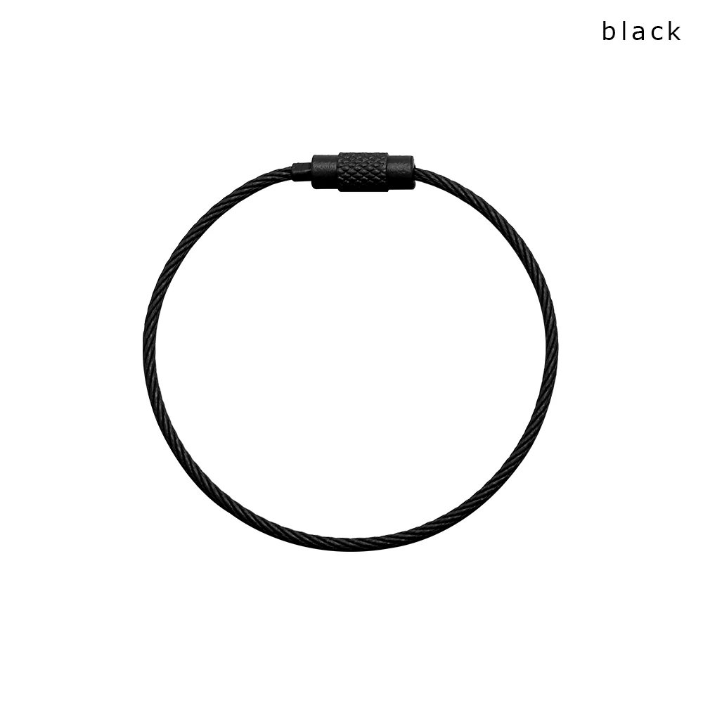 black 10 шт. 1,5*150 мм нержавеющая сталь круг петля багажная бирка держатель брелок на веревке брелок EDC(для ежедневного использования) кабель проволока винт замок Открытый Инструменты - Цвет: black