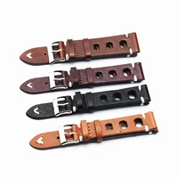 special classic handmade three hole breathable retro soft genuine leather watchbands strap 18mm 20mm 22mm 24mm for men
