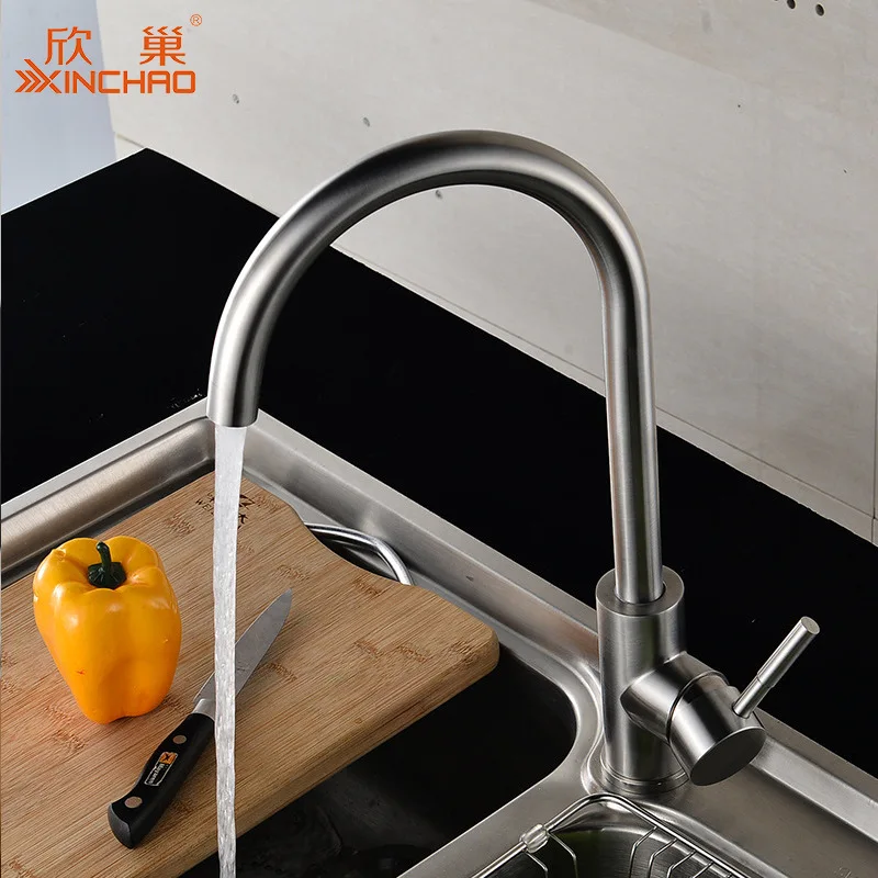 

Factory direct kitchen faucet hot and cold stainless steel sink sink lead-free rotatable faucet