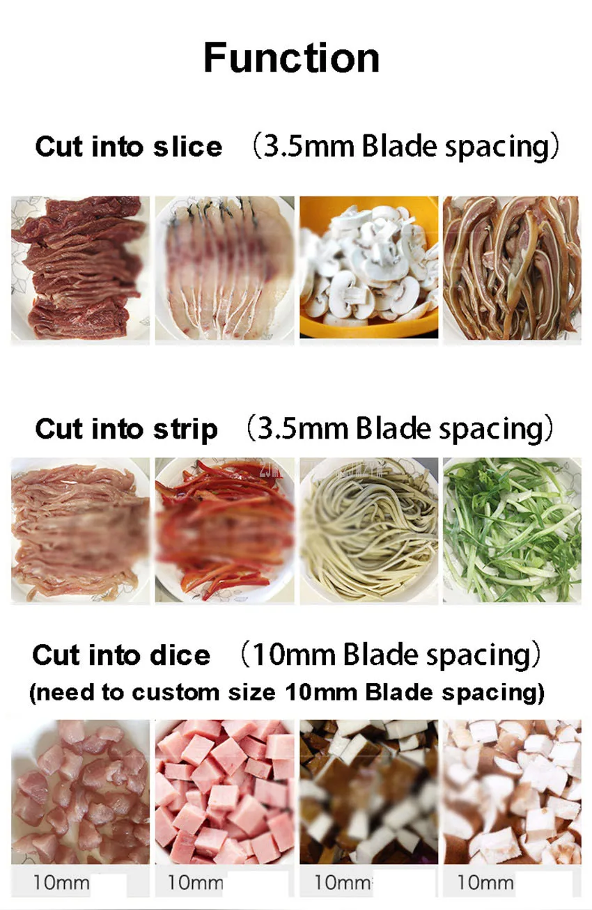 3,5 мм интервал лезвия Нержавеющая сталь мясо Slicer коммерческие автоматического Мясорубка электрическая машина для резки овощей 220 кг/ч