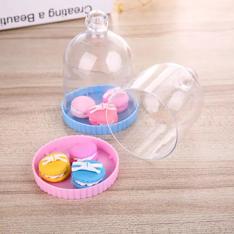 

12pc/lot Transparent Dustproof Cover Plastic Candy Boxes Birthday Baby Shower Chocolate Boxes DIY Handmade Mini Cake Tray