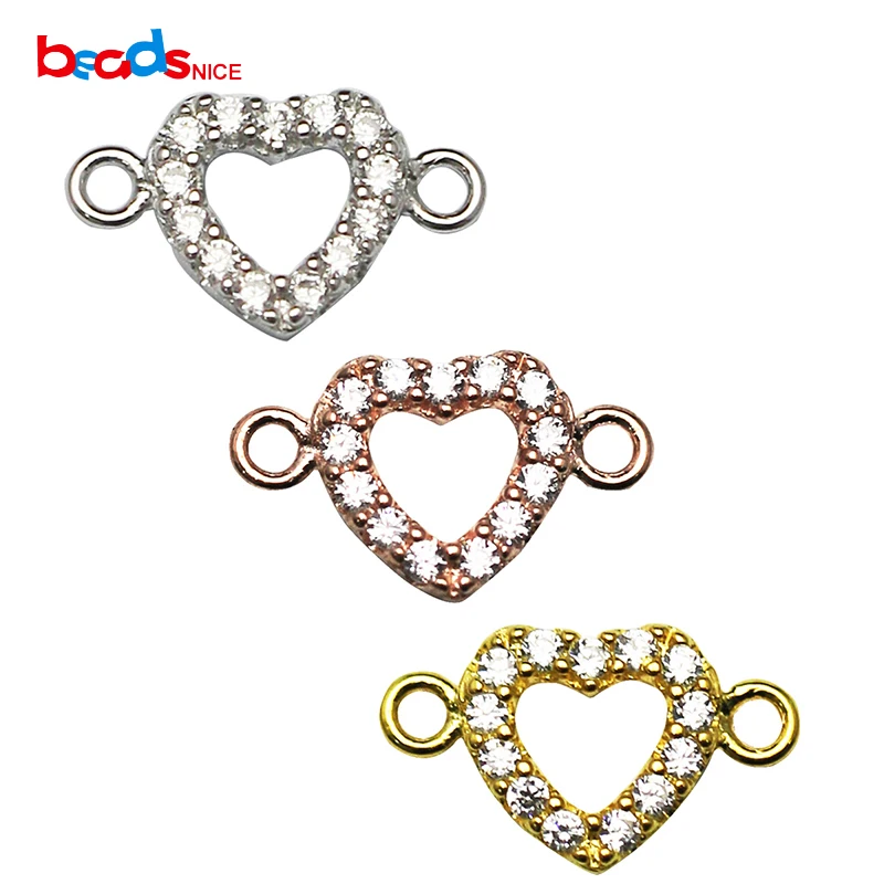 

Beadsnice 925 sterling silver heart shape connector jewelry handmake item bracelet making for her ID21429