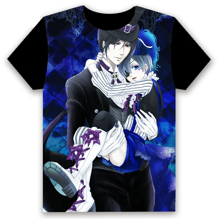 Модная мужская футболка Аниме Kuroshitsuji Black Butler Ciel Phantomhive Косплей Повседневная с