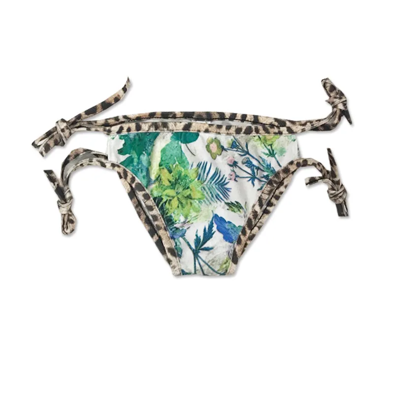 Girl Tassel Bikinis Green Tree Flower Print Leopard Bandage Swimsuit Baby Kids Bathing Suit for Beach Infants 2 Pcs Bikini Sets |