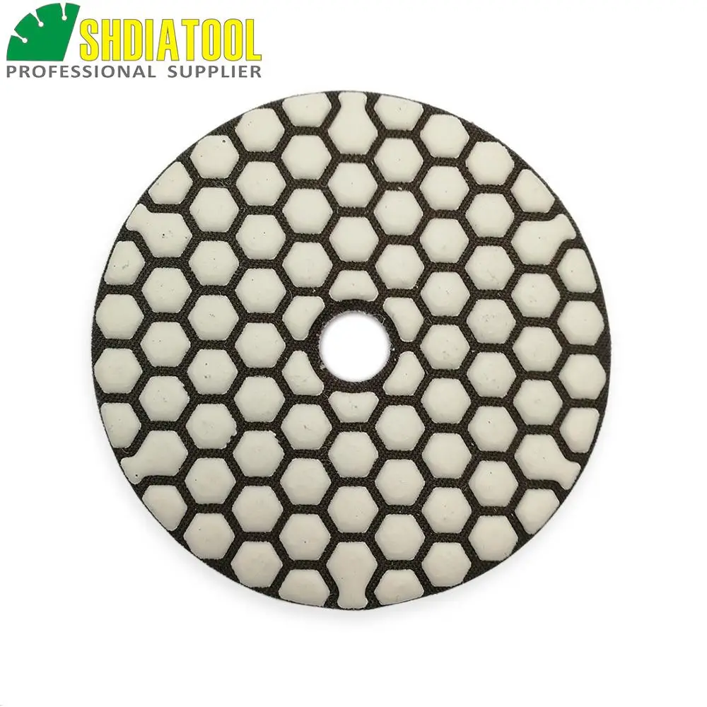 DIATOOL 7pcs 100mm #White Buff B dry polishing pads granite marble ceramic diameter 4&quot Resin bond diamond flexible Sanding |
