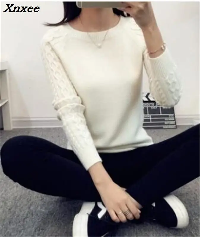 

7 Colors Sweaters Women 2018 Hot Sale Winter O-neck Long Sleeve Pullovers Knitted Sweater Female Warm Tops Plus Size Xnxee