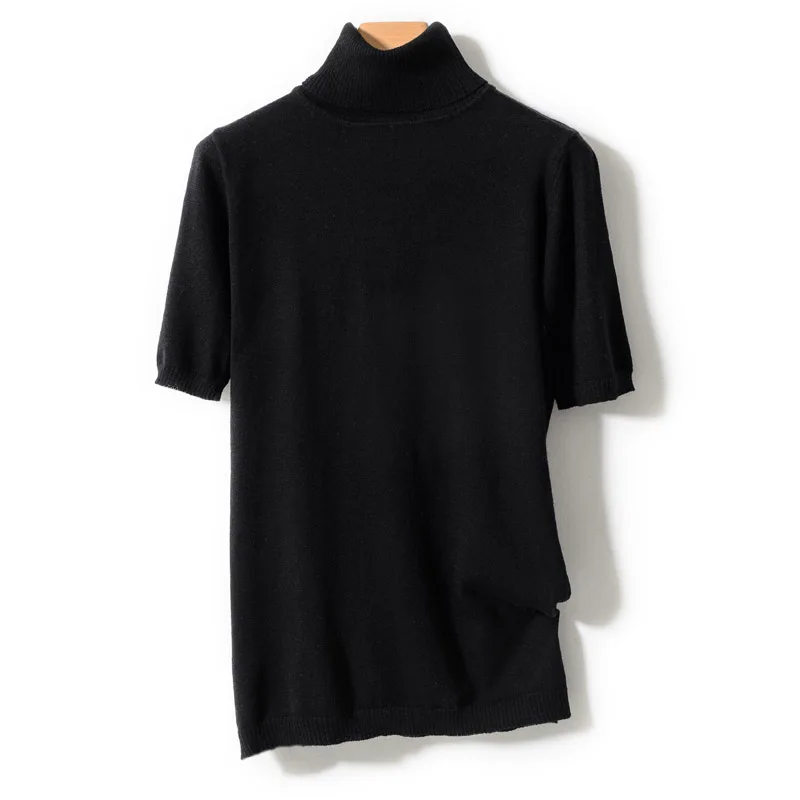 2019 New Fashion Summer T Shirt For Women Solid Color Woolen Knitted T-shirt Turtleneck Woman's Tee Tops Casual Female T-shirts | Женская