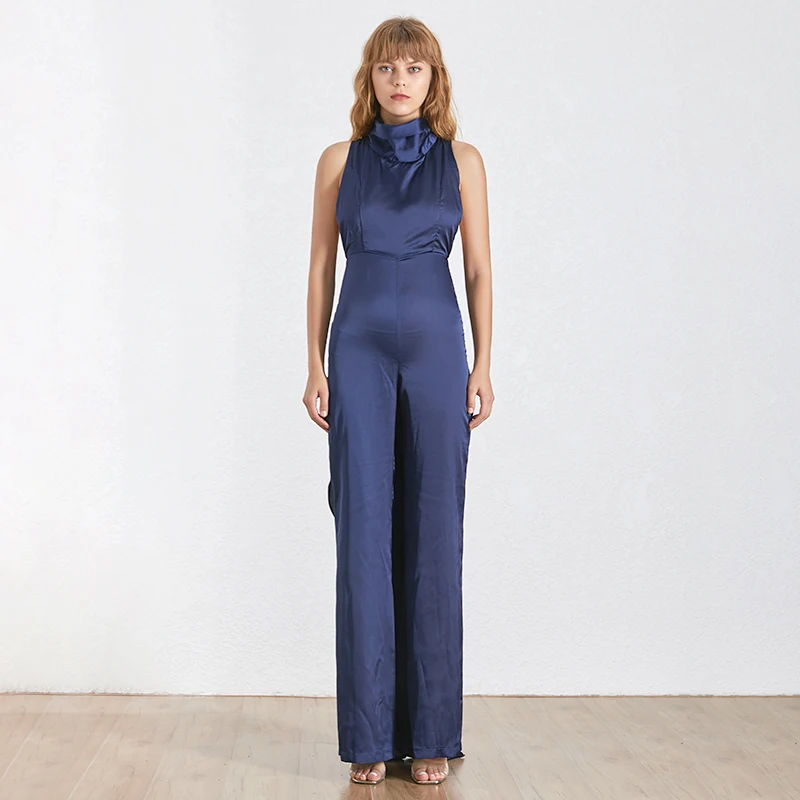 TWOTWINSTYLE Однотонный женский комбинезон без рукавов с открытыми плечами высокая