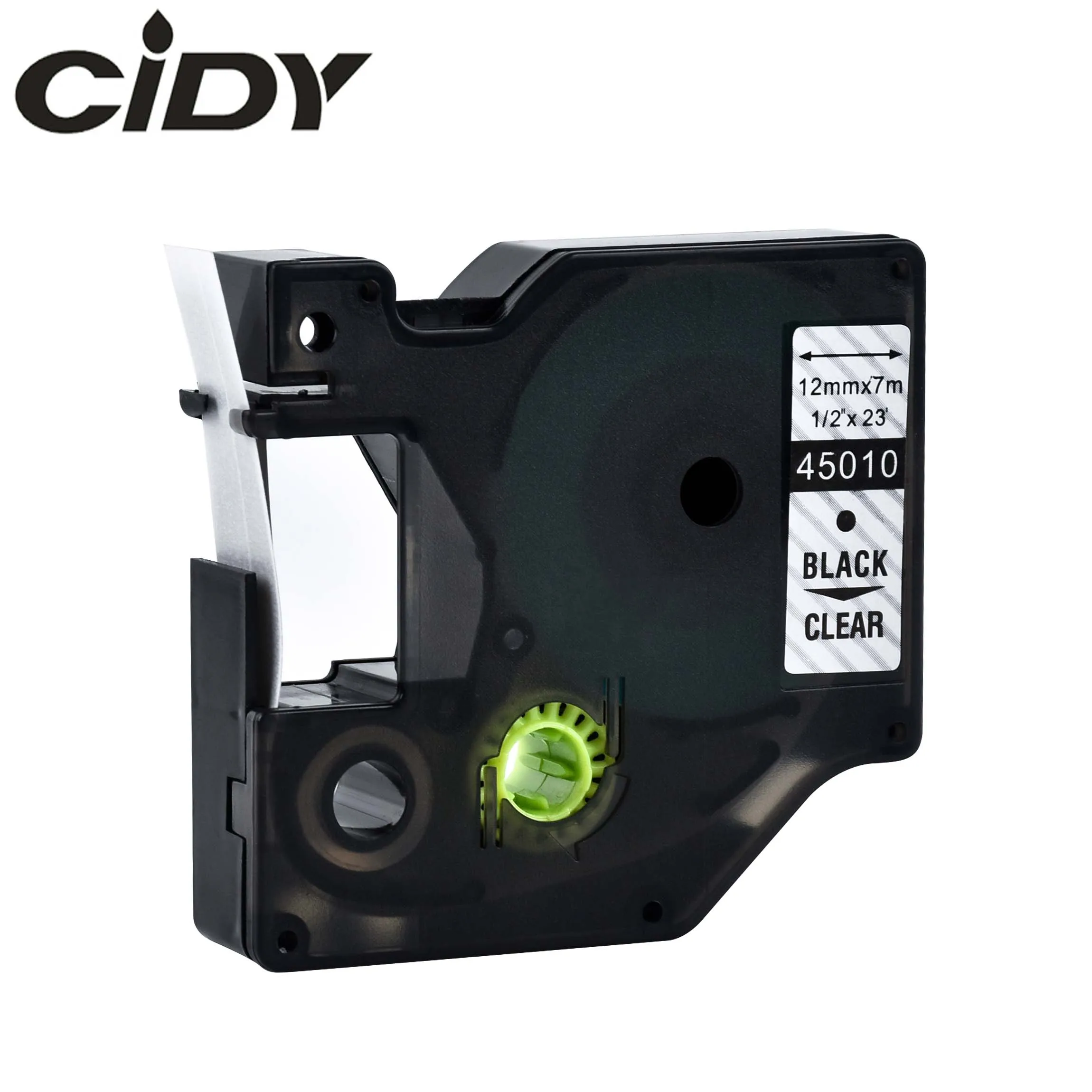 CIDY Dymo D1 45013 12mm Black on White compatible for DYMO D1 Label Tape 45018 45010 45021 for Label Manager Maker 210 450 LM160 - Цвет: 12mm black on clear
