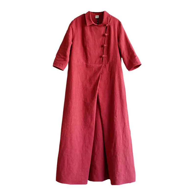 Оригинальное весеннее платье новинка тонкое Хлопковое с кнопками свободные