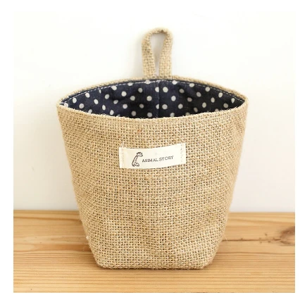 Blue Point Zakka Стиль коробка для хранения джутовая с хлопковой подкладкой корзина для мелочей мини настольная сумка для хранения висячие Сумки 1 шт./лот 60861 - Цвет: Blue Point