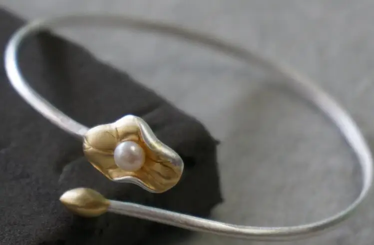 Чистое серебро индивидуальный дизайн один из видов 925 пробы браслеты двухцветный