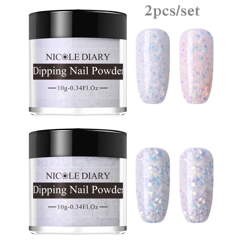 set 8 NICOLE Дневник 10 г погружающийся набор пудры для ногтей светильник чувствительный Dip порошок для ногтей пигмент пыль хлопья блестки изменение цвета Советы Декор - Цвет: set 8