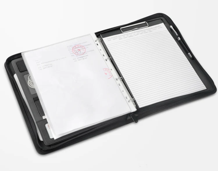 Бизнес кожаная папка для документов A4 сумка менеджера для документов padfolio с кольцо с молнией Биндер ipad мобильного телефона Подставка держатель 1235A
