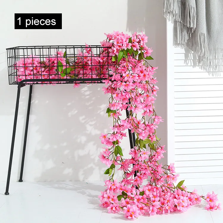 Luyue 5 Pcs 170CM Pretty Winter Vine Flower Artificial Flower vine plus vines Blue rose red wedding flower vine - Цвет: as Picture color