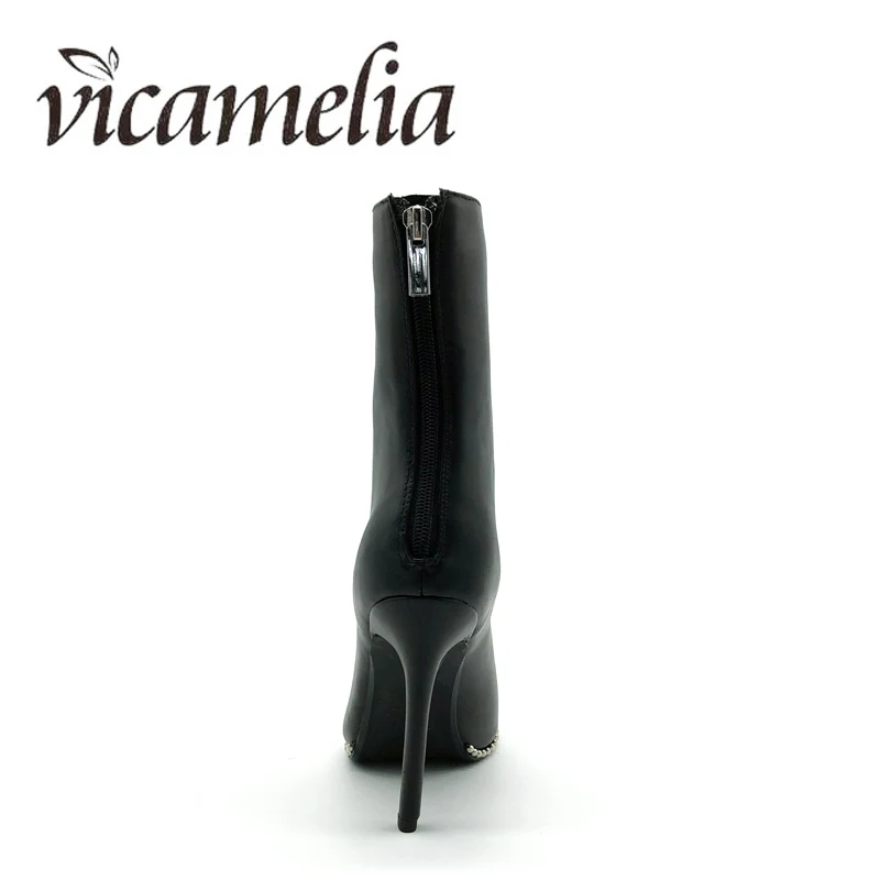 Vicamelia/женские ботильоны модные полусапожки на молнии женская обувь тонком
